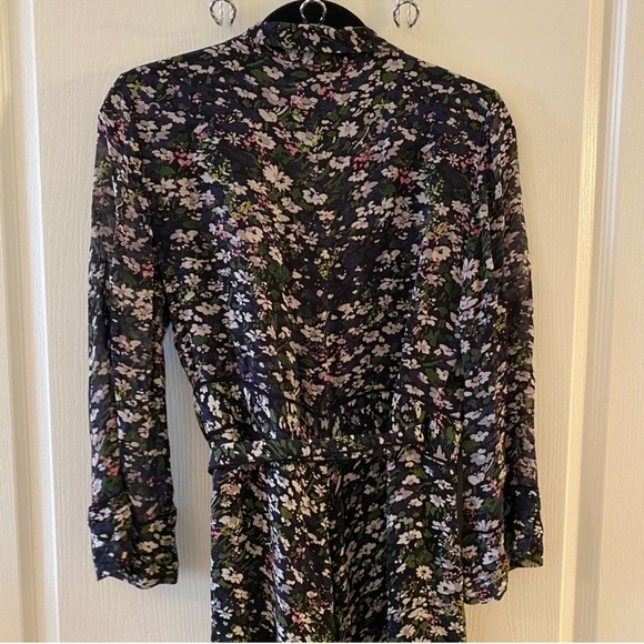 GANNI Black Floral Print Georgette Maxi Wrap Dress - EU 40 - Picture 5 of 15